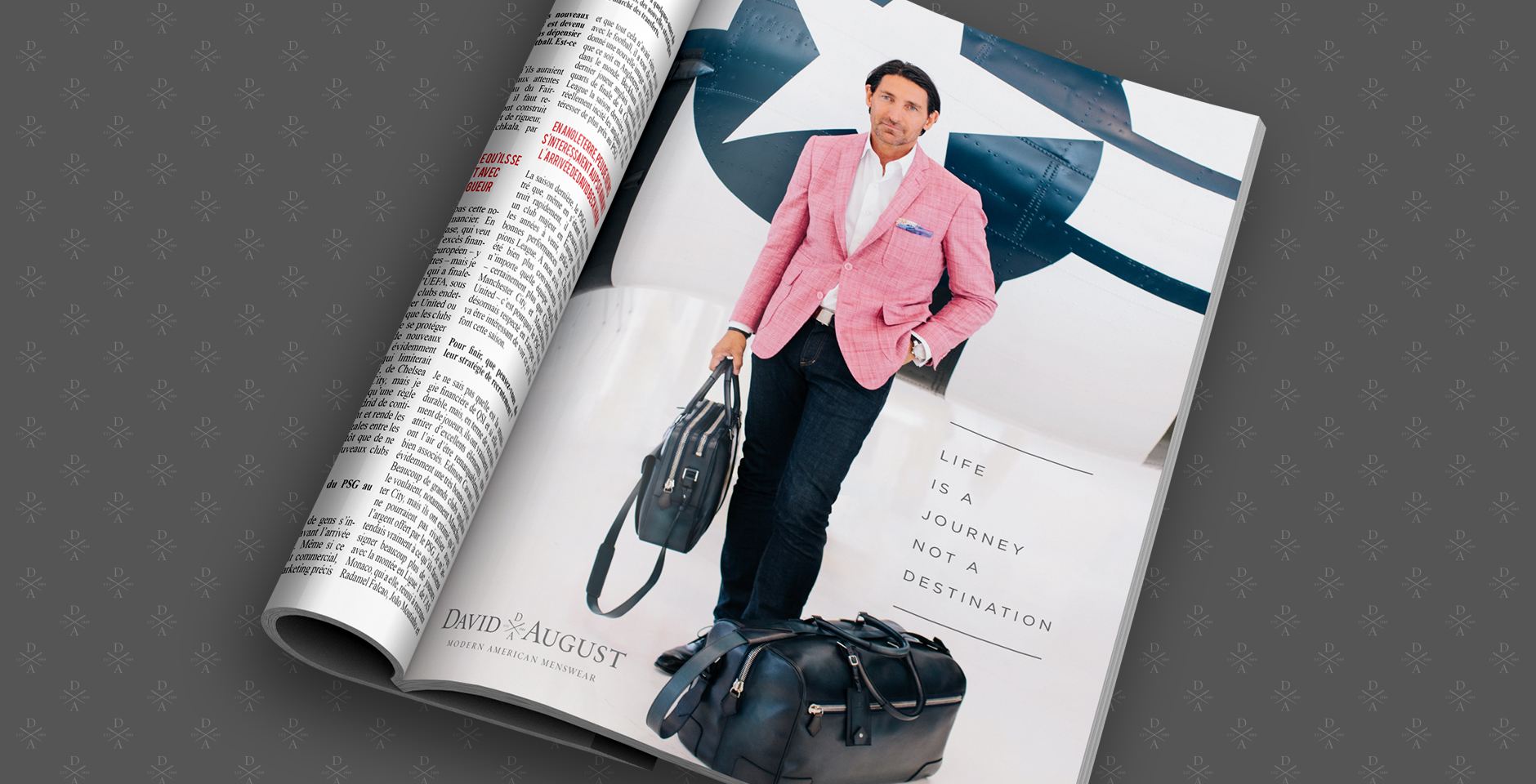 david august print ad magazine campaign lyon air museum pink jacket
